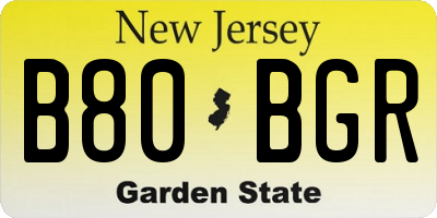 NJ license plate B80BGR
