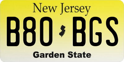 NJ license plate B80BGS