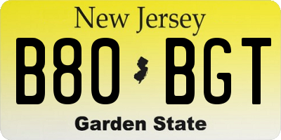 NJ license plate B80BGT