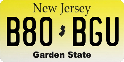 NJ license plate B80BGU