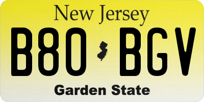 NJ license plate B80BGV