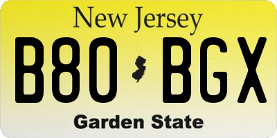 NJ license plate B80BGX