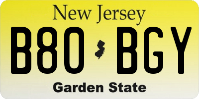 NJ license plate B80BGY