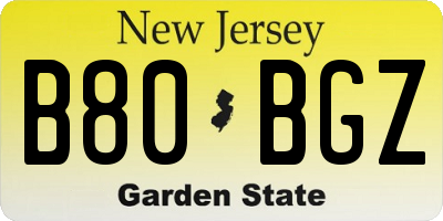 NJ license plate B80BGZ