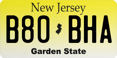 NJ license plate B80BHA