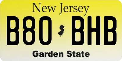NJ license plate B80BHB