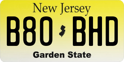 NJ license plate B80BHD