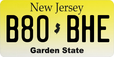 NJ license plate B80BHE