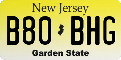 NJ license plate B80BHG
