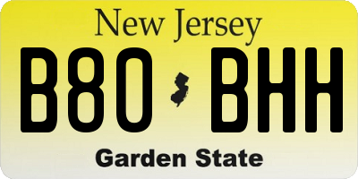 NJ license plate B80BHH