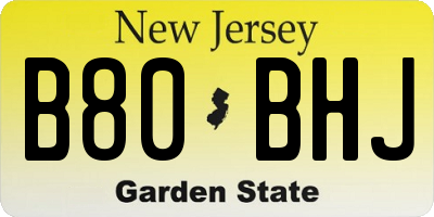 NJ license plate B80BHJ