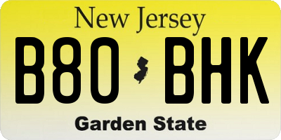 NJ license plate B80BHK