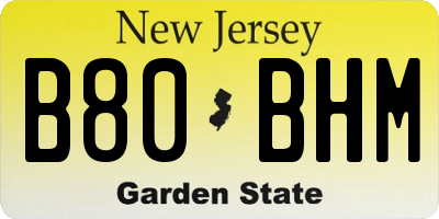 NJ license plate B80BHM