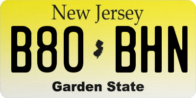 NJ license plate B80BHN