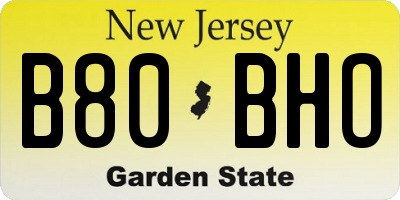 NJ license plate B80BHO