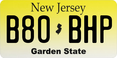 NJ license plate B80BHP