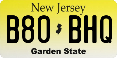 NJ license plate B80BHQ