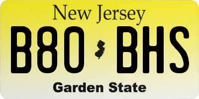 NJ license plate B80BHS