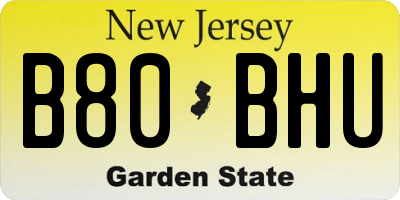 NJ license plate B80BHU