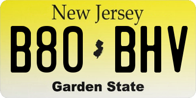 NJ license plate B80BHV