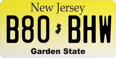 NJ license plate B80BHW