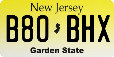 NJ license plate B80BHX