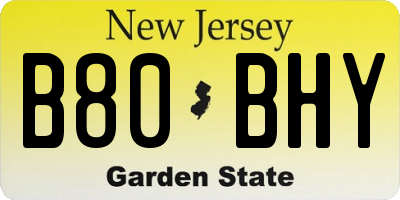 NJ license plate B80BHY