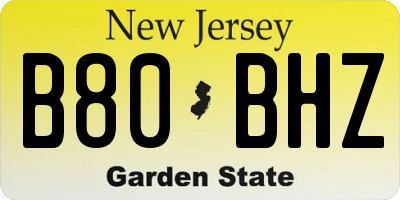 NJ license plate B80BHZ