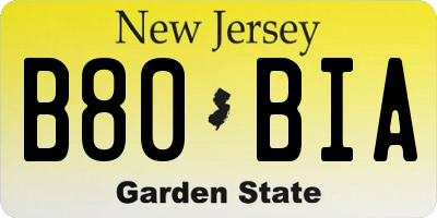 NJ license plate B80BIA