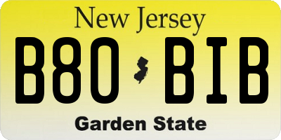 NJ license plate B80BIB