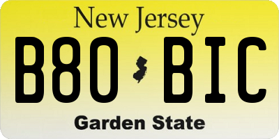 NJ license plate B80BIC