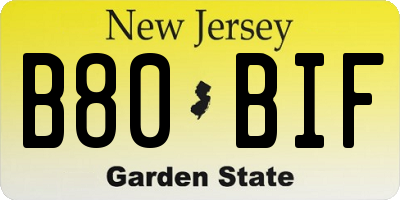 NJ license plate B80BIF