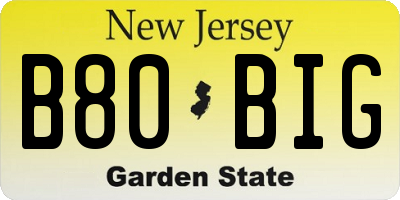 NJ license plate B80BIG