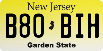 NJ license plate B80BIH