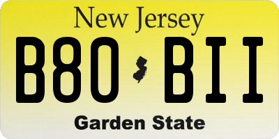 NJ license plate B80BII