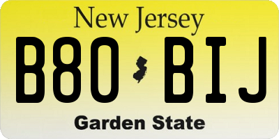 NJ license plate B80BIJ