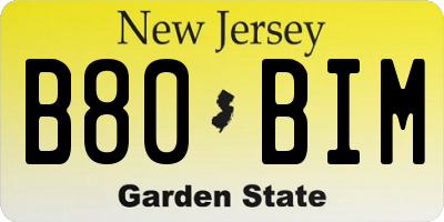 NJ license plate B80BIM