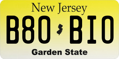 NJ license plate B80BIO