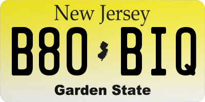 NJ license plate B80BIQ