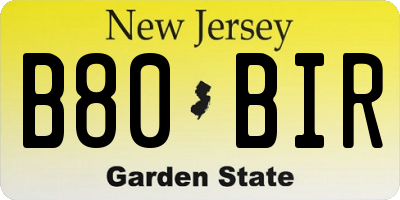 NJ license plate B80BIR