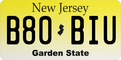 NJ license plate B80BIU