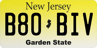 NJ license plate B80BIV