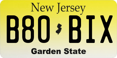 NJ license plate B80BIX
