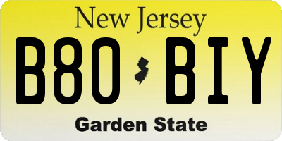 NJ license plate B80BIY