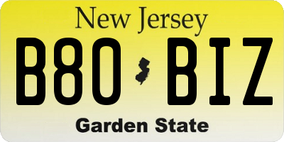 NJ license plate B80BIZ
