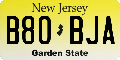 NJ license plate B80BJA