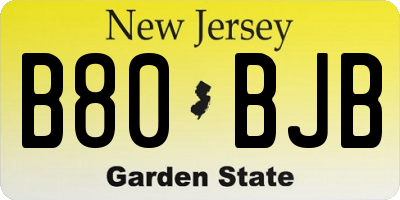 NJ license plate B80BJB