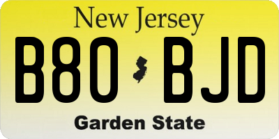 NJ license plate B80BJD