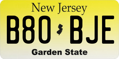 NJ license plate B80BJE