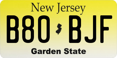 NJ license plate B80BJF